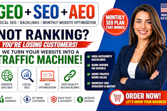 optimise monthly website GEO SEO aeo local and  backlinks