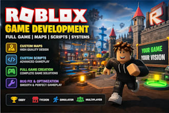 develop roblox full game, scripts, obby and tycoon