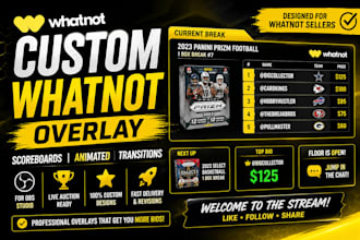 design custom whatnot obs scoreboards, overlays, and animated transitions