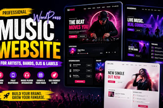design a professional music website on wordpress for artists, djs, bands