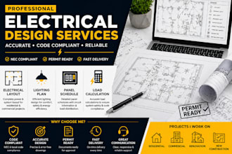 design electrical layout, lighting plan, panel schedule, and load calculation