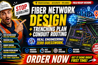 design outdoor fiber network, trenching plan, conduit routing, telecom system