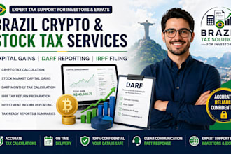 calculate brazil crypto, stock tax, capital gains, irpf filing and darf report