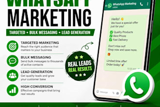 carryout targeted whatsapp marketing, bulk messaging,lead generation