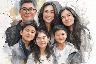 custom watercolor family portrait