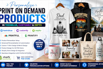 personalize print on demand products in teeinblue printful