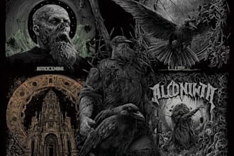 create dark art illustration, horor and skull artwork