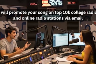promote your song on top 10k college radio and online radio stations via email