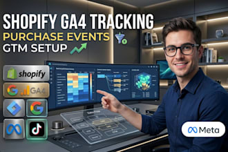 setup shopify ga4 ecommerce tracking, GTM and purchase conversion events