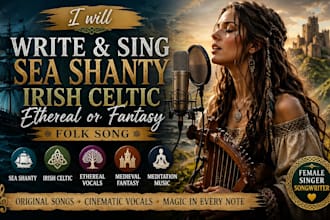sing cinematic celtic or sea shanty song with ethereal female vocals