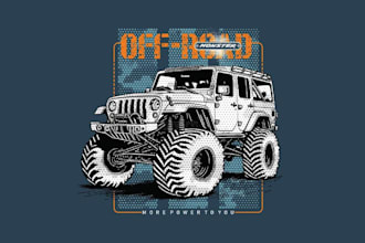 design high quality monster jeep mascot logo with free source file