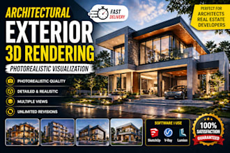 create architectural exterior 3d rendering, photorealistic visualization