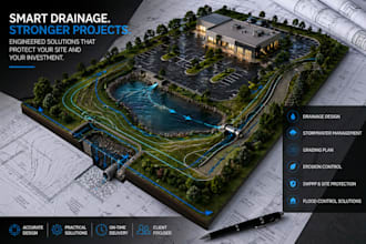 design drainage plan, stormwater system and grading plan for site development