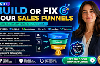 build or fix kajabi gohighlevel simvoly samcart thrivecart funnels landing page