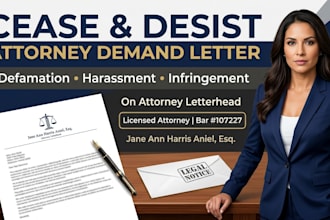 be your USA attorney for cease and desist demand letters