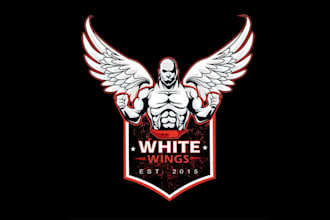 create a white wings logo for a supplement brand