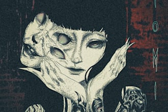 create dark psychological horror illustration
