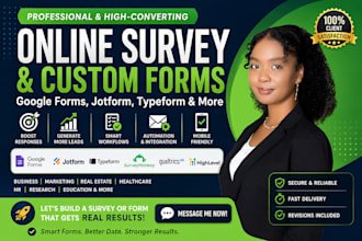 create professional online survey, google form, jotform, typeform, custom form