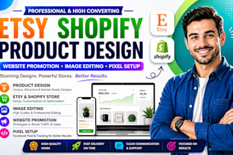 do etsy shopify product design website promotion image editing pixel setup