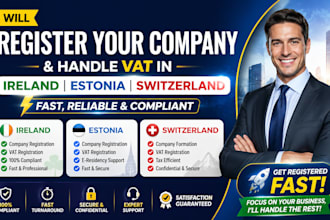 register your company and handle vat in ireland, estonia or switzerland fast