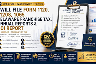 file form 1120, 1120s, 1065, delaware franchise tax, annual reports, boi report
