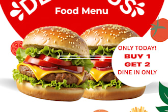 design  buy 1 get 2 burger deal
