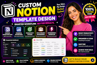 design a custom notion template dashboard for productivity and business 24hrs