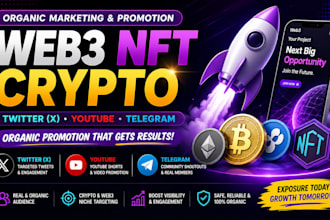 promote web3 nft crypto twitter youtube telegram x marketing promtion organic