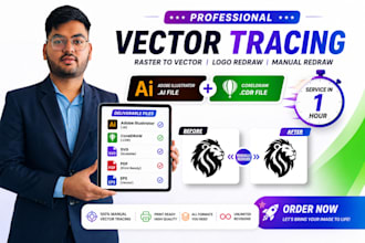logo,vector tracing,redraw, convert image to vector in 1 hours