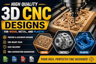 provide high quality 3d cnc designs for wood, metal, and plastic