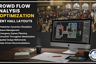 analyze crowd flow and optimize entry exit layout for event halls
