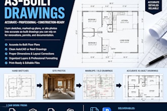 produce accurate as built cad drawing from sketche scans or photos