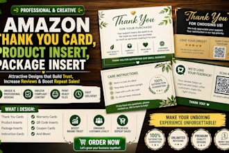 design amazon thank you card, product insert, package insert