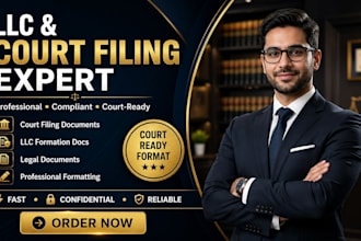 prepare court filing documents, llc formation and legal document formatting