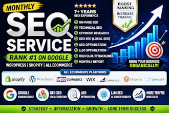 do monthly seo service wordpress shopify optimization aeo geo google ranking llm