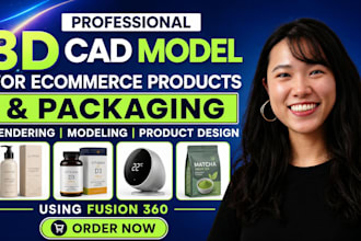 create 3d cad model for ecommerce products and packaging using fusion 360