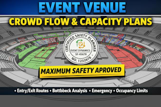 create crowd flow plan with safe capacity layout for events venues