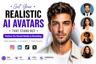 realistic ai avatars or ai profile pictures for social media and branding