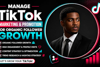 manage tiktok marketing and promotion of organic followers growth