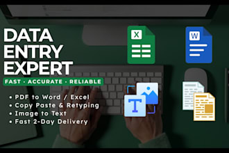 do data entry, copy paste, PDF to word or excel, and web research