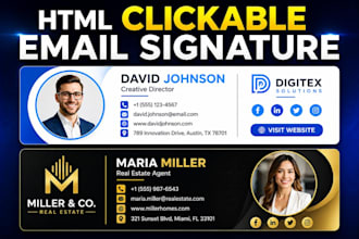 create clickable HTML email signature for gmail outlook and iphone, logo, apple