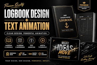 design professional logbook journal planner and create text animation