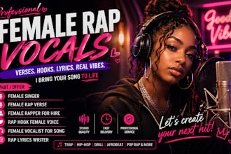 record female rap verse, hook, female vocal, rap