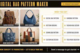 design digital bag sewing pattern leather crochet bag handbag and tech pack