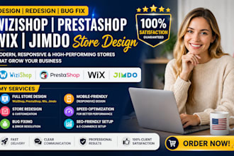 design wizishop prestashop wix website design jimdo website site web bug fix