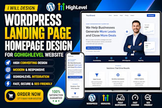do wordpress website landing page design homepage design gohighlevel website