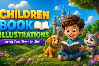 design children book illustration and children book cover for formatting