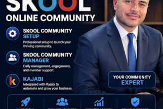 setup skool online community skool community setup skool community manager kajab
