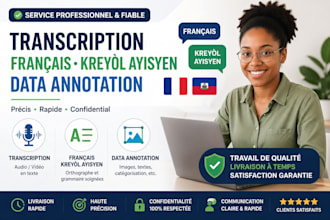 transcribe and annotate audio in haitian creole and french for ai training