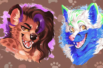 draw furry badge, furry headshot icon sticker pack furry emotes furry stickers